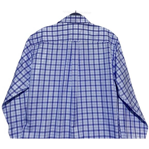 Nordstrom Button Up Shirt Men's Medium Blue White Plaid Long Sleeve Wrinkle Free - Picture 5 of 7